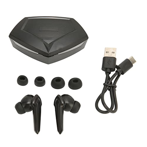 Keenso Low Latency Gaming Earbuds with Mic Wireless Headphones, Rich Bass, 5.2 Technology for Gaming Enthusiasts, ABS Material (Black) - color: Black