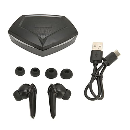 Keenso Low Latency Gaming Earbuds with Mic Wireless Headphones, Rich Bass, 5.2 Technology for Gaming Enthusiasts, ABS Material (Black) - color: Black