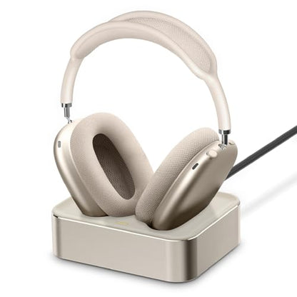 Headphone Charging Station for AirPods Max 1 & 2 - Magnetic Charger Dock with Lightning & USB-C Connectors, LED Indicator, Easy Drop-in Charging (Starlight) - color: Starlight