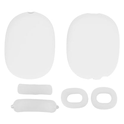Headphone Protective Cover Kit for iOS Over Ear Headset, Silicone Headband Pad Beam Cushion Earpad Ear Cup Covers Set, Replacement Protector with Precise Openings, Washable (White) - color: White