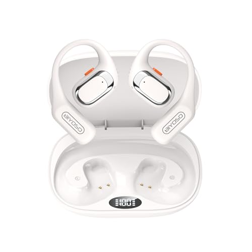 X52 Open Ear Headphones, Bluetooth 6.0 | Wireless Earbuds with Earhooks, Anti-Accidental Touch, LED Display, 30H Playtime, Sport Headphones for Running Workout, White - color: White
