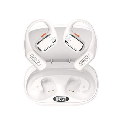 X52 Open Ear Headphones, Bluetooth 6.0 | Wireless Earbuds with Earhooks, Anti-Accidental Touch, LED Display, 30H Playtime, Sport Headphones for Running Workout, White - color: White