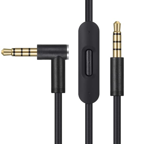 cipher Replacement Audio Cable Cord Wire, Compatible with Beats Headphones Studio Solo Pro Detox Mixr Executive Pill with in Line Mic and Control (Black)