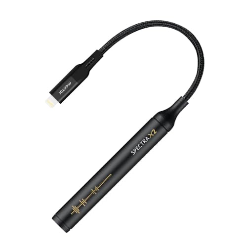 Maktar Spectra X2 Portable DAC Headphone Amplifier | Lightning to 3.5mm Adapter | Hi-Res 32bit/384kHz ESS Sabre | MFi Certified | Lossless Audio for iPhone iPad - color: Black, style: Lightning