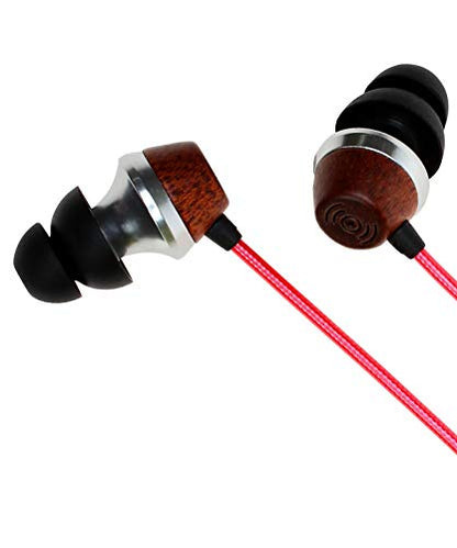 Symphonized ALN 2.0 Premium Genuine Wood In-ear Noise-isolating Headphones|Earbuds|Earphones with Innovative Shield Technology Cable and Mic (Lava Red) - color: Lava Red