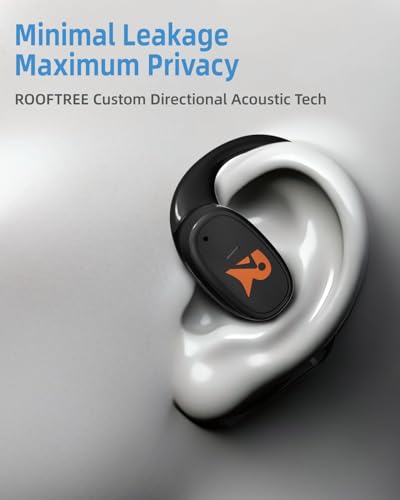 Open-Ear Earbuds,True Wireless Bluetooth Headphones with Microphone | Ultra-Lightweight Earphones, Comfort Hook Design, Clear Calls,IPX5 Water Resistant,Fast Charging,Black,V49