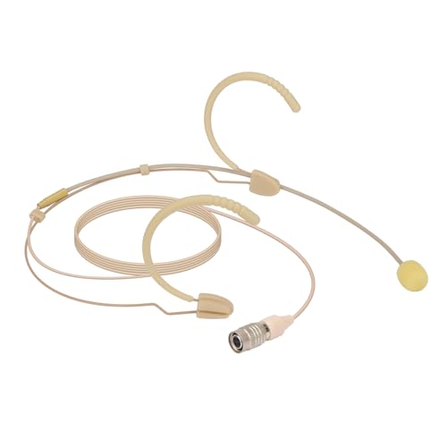 YXG Headworn Earset Over Ear Hanging Mic Beige Low Profile Light-Weight Microphone Compatible with Audio-Technica Wireless System Bodypack Transmitter, with Hirose 4 Pin Plug