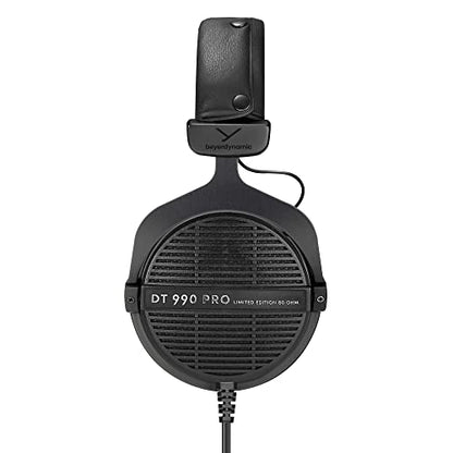 beyerdynamic DT 990 PRO Studio Headphones (80 Ohm, Black) | Open Back, Over Ear, Wired Professional Audiophile, Gaming, Podcast, Mixing, Limited Edition Black Velour Ear Pads - color: Black (Limited Edition), size: 80 OHM