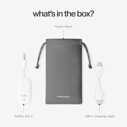 Twelve South AirFly Pro 2, Bluetooth Adapter, Pair 2 AirPods, White | Pair 2 AirPods or Wireless Headphones – 3.5mm AUX Bluetooth Transmitter and Receiver for Cars, Boats, Treadmills, TVs & More - color: White, style: AirFly Pro 2