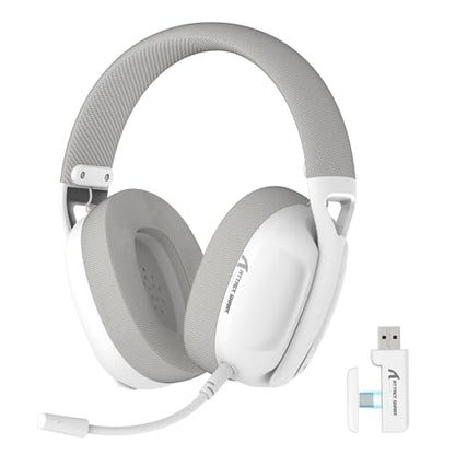 ZIYOU LANG L80 Ultralight Over Ear Tri Mode Wireless Gaming Headset-White | 2.4Ghz USB C and A Dongle/Bluetooth 5.3/3.5mm Wired,Detachable Mic,Stereo Sound,600mAh Battery for PC Win Mac PS4 PS5 Switch - color: White, size: Wired+BT+2.4Ghz