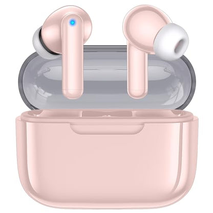 kurdene Wireless Earbuds, Bluetooth 5.3 in Ear Buds Light Weight Headphones with Deep Bass Sound,48 Hours Playtime Headset,Clear Calls Earphones with Mics for Sports Workout Pink - color: Pink
