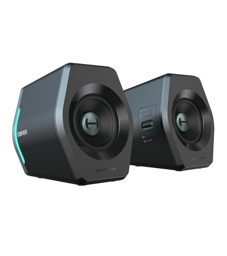 Edifier Hecate RGB Gaming Speakers, 32W Peak Power, Bluetooth, Black | Game/Movie/Music Modes, 12 RGB Lighting Effects, Compact Design for PC/PS4/Desktop, 2.75" Full-Range Drivers - color: black