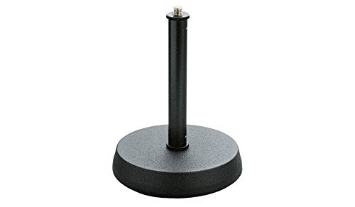 K & M 23200-500-55 Tabletop Round Base 6.89" Height Microphone Stand with Anti Vibration Ring, Black