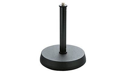 K & M 23200-500-55 Tabletop Round Base 6.89" Height Microphone Stand with Anti Vibration Ring, Black