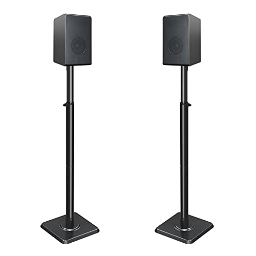 Mounting Dream Height Adjustable Speaker Stands for Bookshelf Speakers | Pair Floor Stand for Satellite & Small Speakers, Surround Sound stand for Bose Polk JBL Sony Yamaha and Others - 11LBS MD5402 - size: 9.4" W x 18" H Speaker