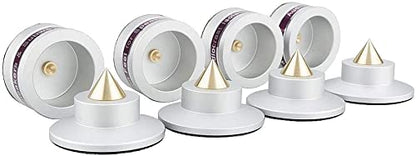 Tertullus 4 Pcs Aluminum Speaker Spike+Speaker Isolation Feet Top Pad Turntable Isolation Feet for Amplifier Turntable Player Subwoofer Silver - color: Silver