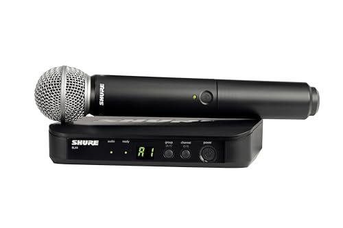 Shure BLX24/SM58 Handheld Wireless Audio System J11 Band (596–620 MHz) – BLX4 Receiver, BLX2 Transmitter with SM58 Dynamic Mic, Up to 14 Hr Battery, 300 ft Range | BLX4 Receiver, BLX2 Transmitter with SM58 Dynamic Mic, Up to 14 Hr Battery, 300 ft Range -