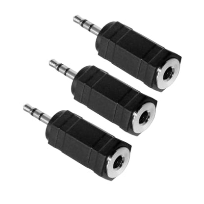 2.5mm to 3.5mm Audio Adapter, Female to Male Stereo Connector, 3-Pack, Black