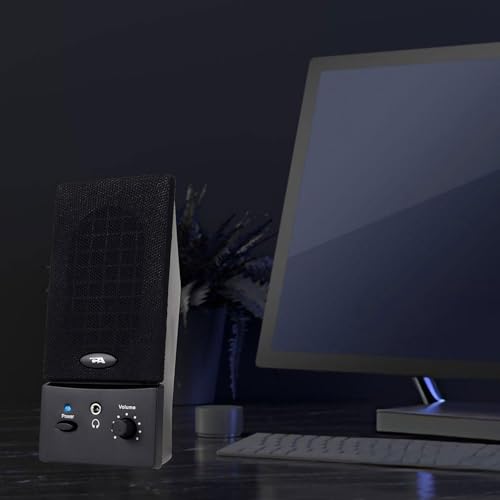 Cyber Acoustics USB Powered 2.0 Desktop Speaker System with 3.5mm Audio for Laptops and Desktop Computers (CA-2016), Black