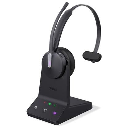 Yealink WH64 Mono Teams Wireless Headset, DECT & Bluetooth Dual-Mode 606 ft Range Headphones with 3X Mic, 26 Talk Time, Office Work Headset for Desk IP Phone, PC,Cell Phone (Renewed)