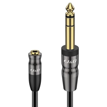J&D 1/4 inch to 3.5mm Headphone Adapter, Heavy Duty Copper Shell Connecter Joint 3.5mm 1/8 inch Female TRS to 6.35mm Male TRS Stereo Audio Extension Cable (15 Feet) - size: 15 Feet