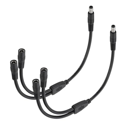 CENSHI 2-Pack 12V/24V DC Power Splitter Cable 5.5x2.5mm 1 Male to 2 Female | 1Ft 18AWG Pure Copper DC5525 Y Splitter Cord, for LED Light Strips, Router, CCTV Camera, Solar Monitor - size: 1 Male to 2 Female