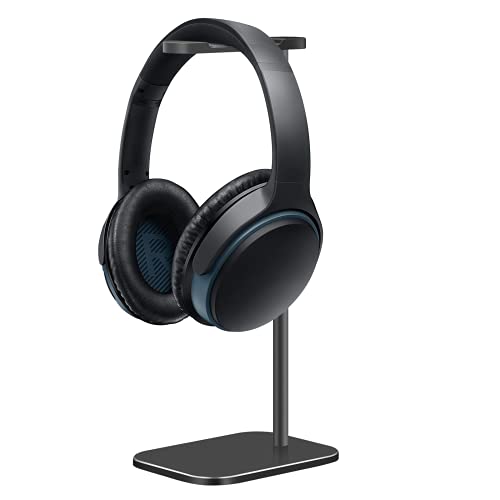 Headphone Stand Aluminum, Headset Holder with Solid Metal Base for Desk, Compatible with Most Headphones (Black) - color: Black