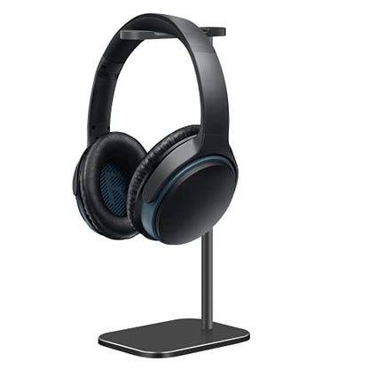 Headphone Stand Aluminum, Headset Holder with Solid Metal Base for Desk, Compatible with Most Headphones (Black) - color: Black