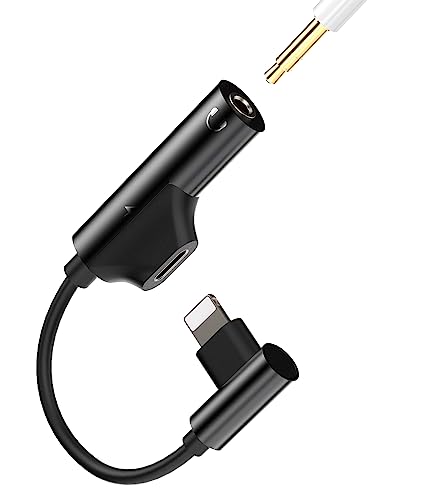 Lightning to 3.5mm Adapter(2in1) Charger Jack Cable Dongle for iPhone AUX Audio Headphone Splitter Cord Converter for Apple MFI Certified X 11 12 13 14 Pro Max for iPad Air Earphone Headset Connector