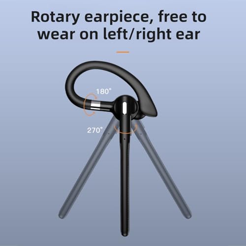 Single Ear Earpiece Comfortable Design, Wireless Bluetooth Headset 180 Rotatable Hook with Charging Case for Driver Office Phone PC