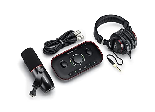Focusrite Vocaster Two Studio — Podcasting Interface for Recording Host & Guest, with Professional Quality Vocaster DM14v Dynamic Microphone & HP60v Headphones. 2 Mic Inputs & Headphone Outputs | Podcasting Interface for Recording Host & Guest, with Vocas