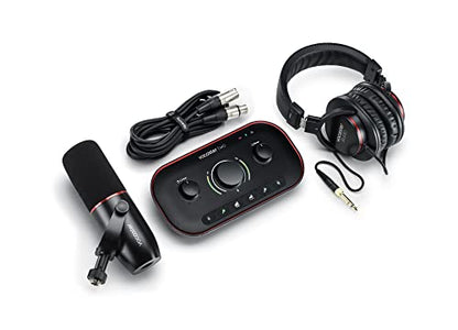 Focusrite Vocaster Two Studio — Podcasting Interface for Recording Host & Guest, with Professional Quality Vocaster DM14v Dynamic Microphone & HP60v Headphones. 2 Mic Inputs & Headphone Outputs | Podcasting Interface for Recording Host & Guest, with Vocas