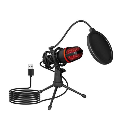 ME4 USB Condenser Microphone Kit with RGB Light Computer Recording Live Broadcast Karaoke Noise Reduction