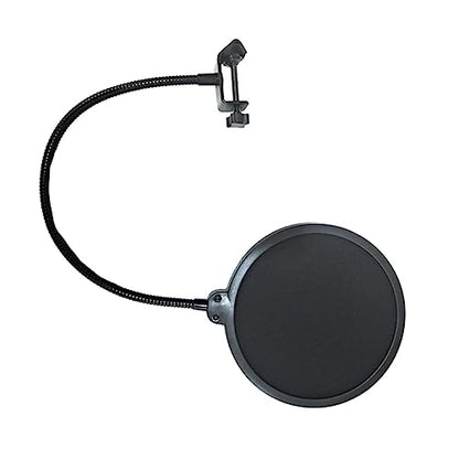 Microphone Pop Filter Windscreen Filter for Vocal Mic Double- Swivel Mount and Clamp