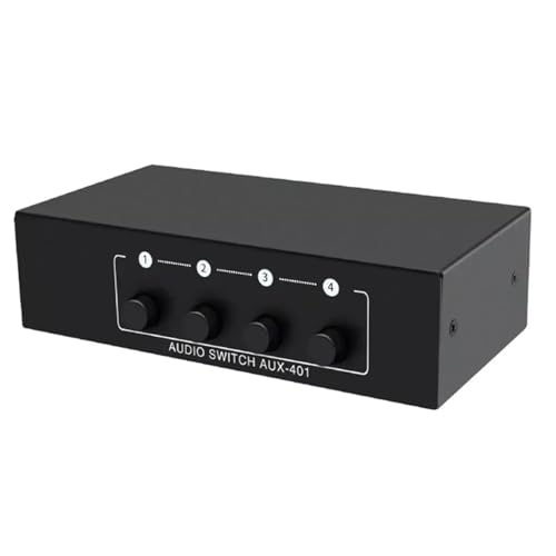 3.5mm Aux + RCA L/R Bi-Directional Stereo Audio Switch Selector 4 in 1 Out Accessory New