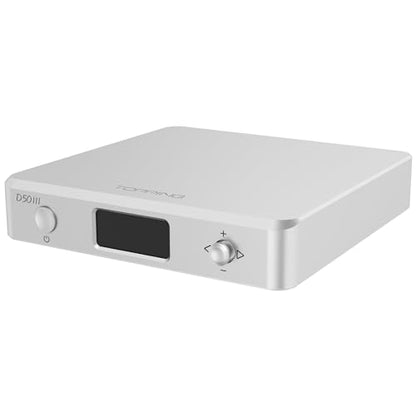 TOPPING D50 III Desktop HiFi DAC & Preamplifier, Dual ES9039Q2M, Bluetooth 5.1, Hi-Res Audio, DSD512/PCM768kHz Support, RCA/TRS Outputs, Includes 12V Trigger and Remote Control (Silver) - color: Silver