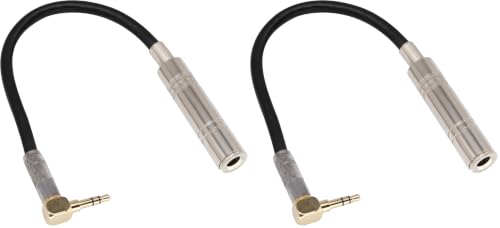 90 Degree 1/8 to 1/4 Stereo Adapter Cable, TRS 90 Degree 3.5mm Male to 6.35mm Female Stereo Audio Adapter for Amplifiers, Guitar,Home Theater Devices,Laptop etc.(9inch/24cm (Pack of 2) - size: 9 inch / 24 cm (Pack of 2)