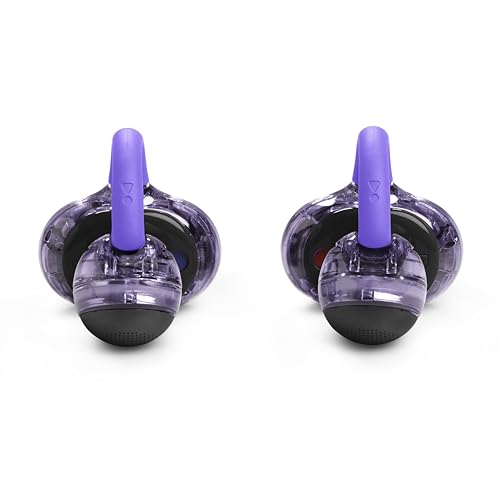 JBL Soundgear Clips Open Ear Headphones for Situational Awareness - Purple | Up to 32 Hours Total Playtime With Speed Charge, Sweat Resistant, Noise-Reducing Mics, App Control For Custom Audio - color: Purple