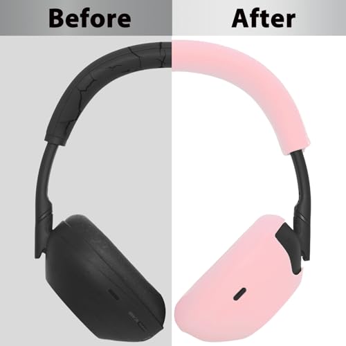 Adhiper XM6 Sweat Covers Accessories for Sony WH-1000XM6 - Pink | Soft Silicone Case, 2-in-1 Headphone Cover with Earpad Covers & Headband Cover, Sweatproof & Easy to Clean & Secure Fit - color: Pink