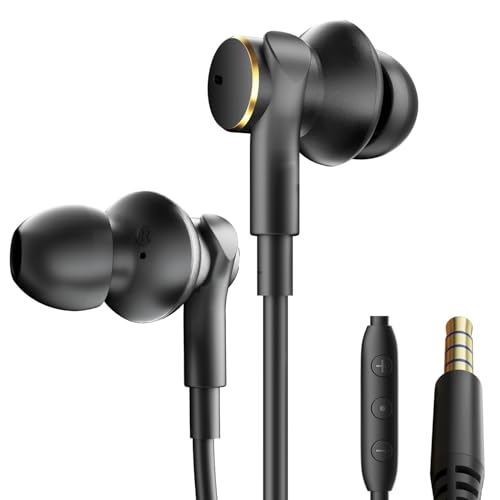 Premium Wired Ear bud with Speech Noise Reduction-Rich Deep Bass Earphones | Dual-Driver In-Ear Calls Noise Cancellation Earbuds USB C & 3.5mm Plug,Noise-Isolating Hi-Fi Headphone Wired Volume Control