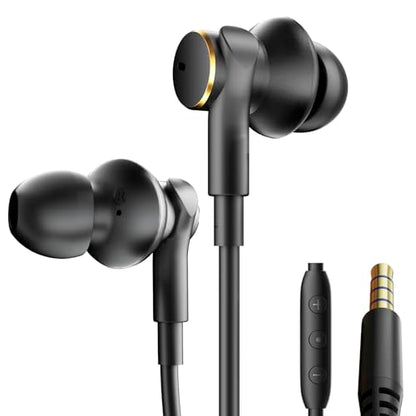 Premium Wired Ear bud with Speech Noise Reduction-Rich Deep Bass Earphones | Dual-Driver In-Ear Calls Noise Cancellation Earbuds USB C & 3.5mm Plug,Noise-Isolating Hi-Fi Headphone Wired Volume Control