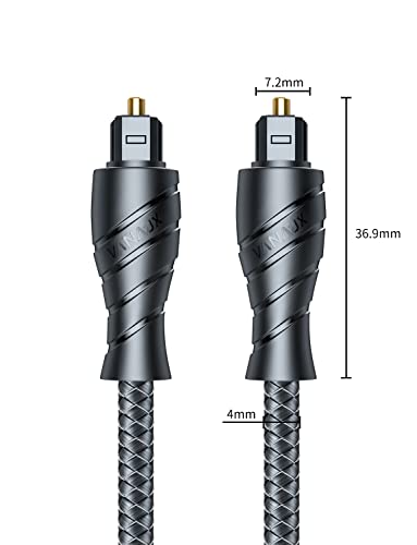 VANAUX Optical Digital Audio Cable, Toslink Cable [PMMA Fiber Optic Braided Jacket] S/PDIF Male to Male Cord for Hi-Fi Sound Bar,Home Theater,TV,PS4,Game Console (26ft/8m) - size: 26 ft