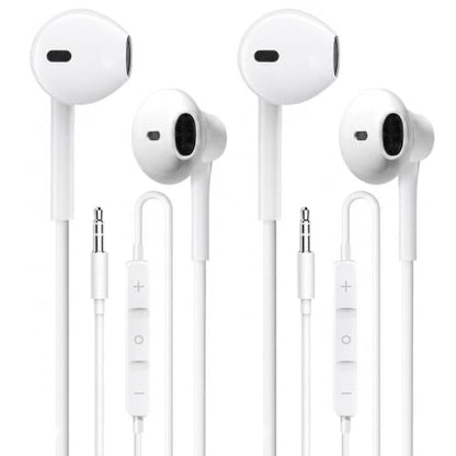 Wired Earbuds 2 Pack, Earbuds HiFi Stereo Wired Earphones Headphones with Microphone Volume Control Compatible with iPad, Laptop, MP3, Android Smartphones, Fits All 3.5mm Jack Device - color: Off-white