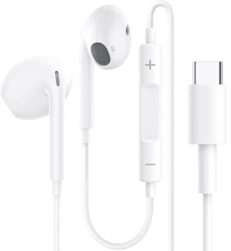 USB C Headphones Earbuds for iPhone 16, Type C Earbuds Wired Earphones (Microphone & Remote Control) Noise Cancelling for iPhone 15 Pro max, lPad Pro, Galaxy S23/S22/S21/S20/Ultra Note10/20, Pixel