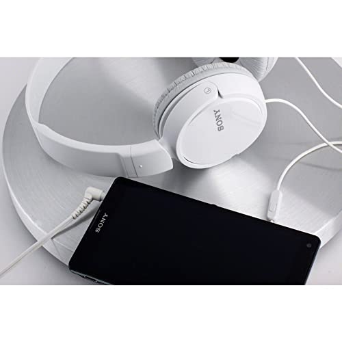 Sony ZX Series Wired On-Ear Headphones with Mic, White MDR-ZX110AP - color: White, style: With Mic