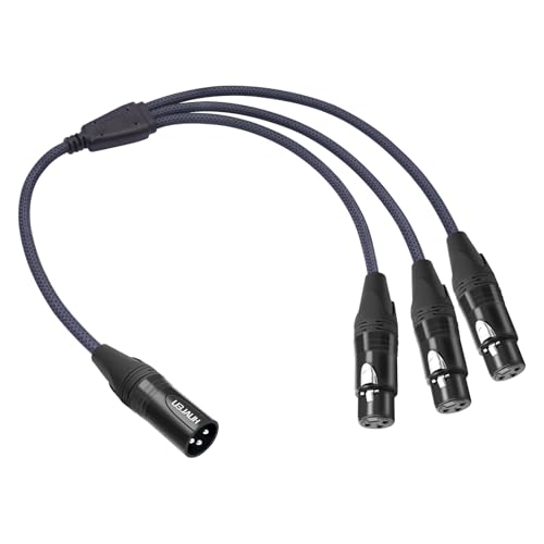 2FT 3Pin XLR Male to 3 Female Y Splitter Cable,XLR Splitter 1 Male to 3 Female Audio Cable for Mixer, Microphone - size: 2Feet, style: XLR 1 M To 3 F