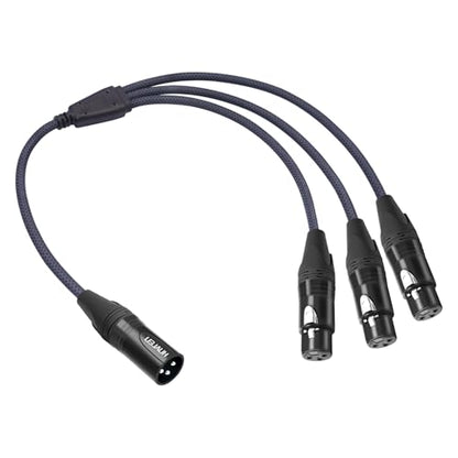 2FT 3Pin XLR Male to 3 Female Y Splitter Cable,XLR Splitter 1 Male to 3 Female Audio Cable for Mixer, Microphone - size: 2Feet, style: XLR 1 M To 3 F