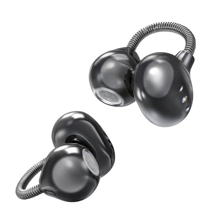 King Lucky Open-Ear Clip-On Earbuds for Running, Bluetooth 6.0 Wireless Headphones with Memory Spring, Secure Fit for Small Ears & Glasses Wearers, 45H Playtime, ENC Mic, IPX5 Waterproof (Black) - color: Black