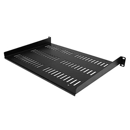 StarTech 1U Vented Cantilever Shelf, 12in, 55lb, 25kg (SHELF-1U-12-FIXED-V) | Universal 19in EIA-310 fit, 30.5cm depth, 2.0mm SPCC steel, Network equipment rack, Cabinet, Tray - size: 12", style: single