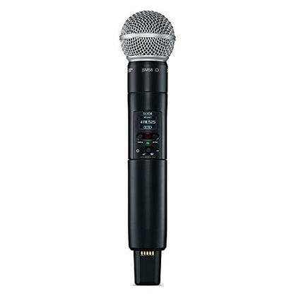 Shure SLXD24D/SM58 Dual Wireless Vocal System - G58 Band | Dual-channel system with two SLXD2 handhelds (SM58 capsules) and SLXD4D rack-mount receiver for live vocals - style: Dual Channel
